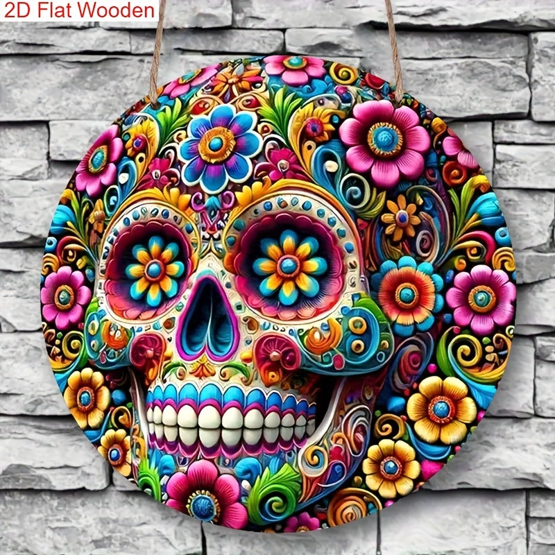 TEMU 2d Flat, 1pc Wall Decor - Vibrant Floral & Design, 19.99cm Round Wooden Sign For Home, Office, Or Party Decoration