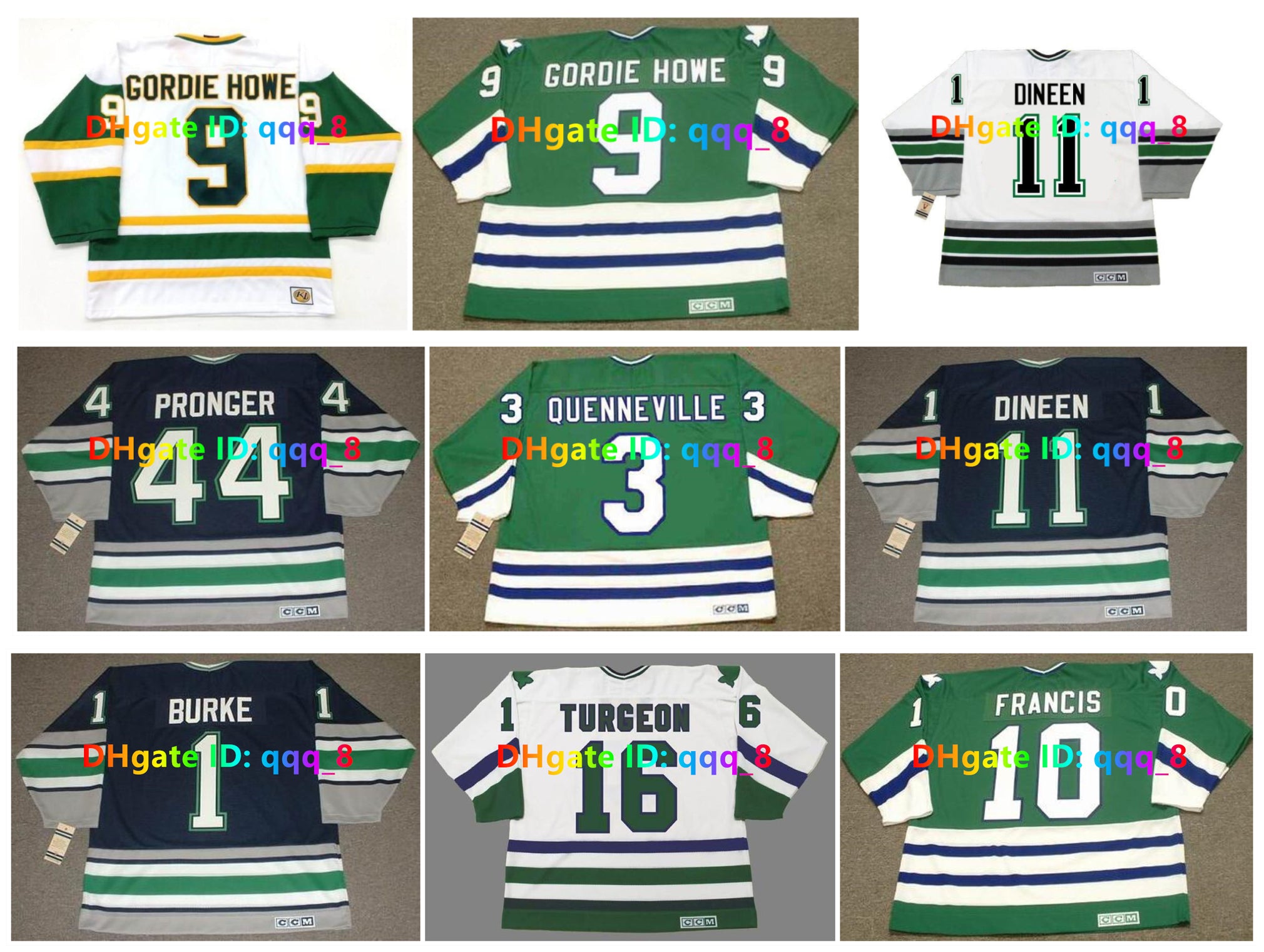 RON FRANCIS CHRIS PRONGER CCM Throwback Hartford Whalers Hockey Jersey GORDIE HOWE BRENDAN SHANAHAN JOEL QUENNEVILLE KEVIN DINEEN RAY FERRARO MIKE L