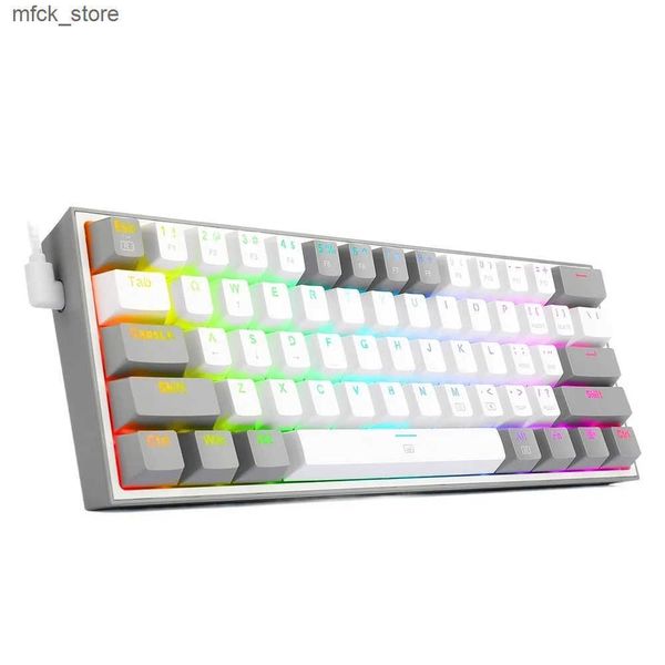 Keyboards New! K617 RGB USB Mini Mechanical Gaming Keyboard Red Switch 61 Keys Wired detachable cableportable for travel J241204