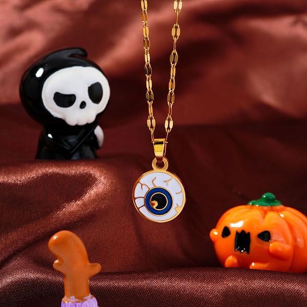 Collares colgantes de acero inoxidable 304 esmaltados para Halloween
