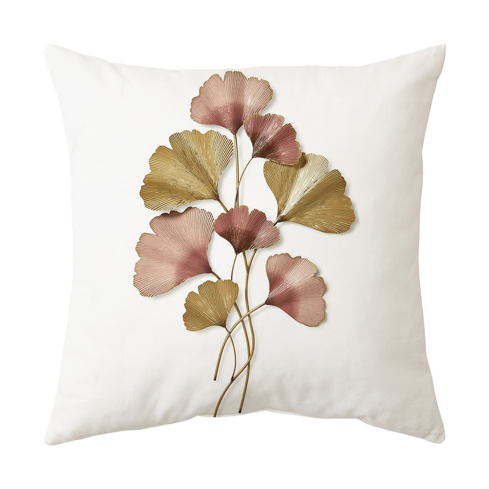 Home Decor Lined Ginkgo Leaf Patterned Throw Pillows with Zipper Closure Comfortable Plush Pillow Covers