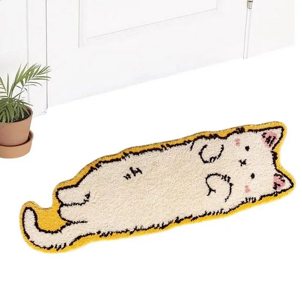 Kawaii Cat Rug Carpet Fluffy Shaggy Rugs for Bedroom Living Room Floor Mat Irregular Bedside Doormat Girls Decor 241216