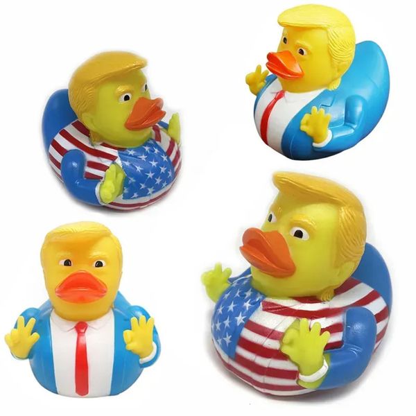 Trump Rubber Baby Bath Floating Water Toy Cute PVC Ducks Funny Duck Toys For Kids Gift Party Favor Fy3683 0305