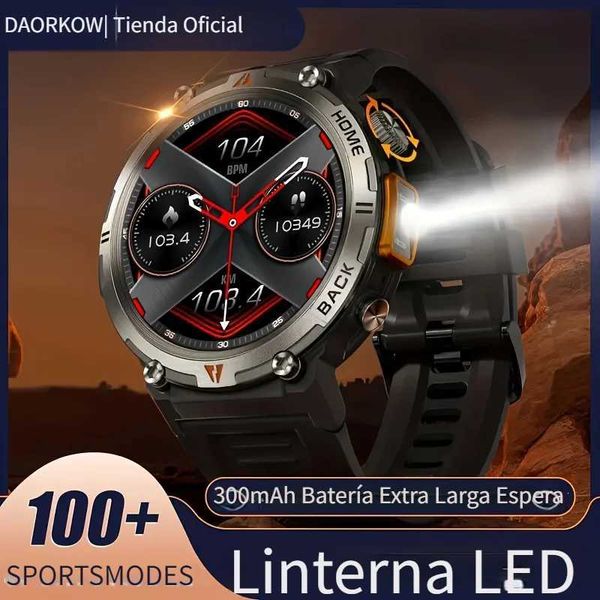 Smartwatch 2024New Outdoor Smart Watch Men With Flashlight Sport Fitness Bracelet Blood Pressure IP67 Waterproof Smartwatch for Android IOS