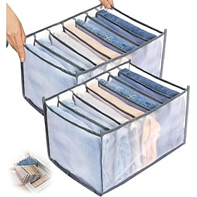 2/4 pièces jeans compartiment boîte de rangement placard vêtements tiroir maille boîte de séparation empilable pantalon tiroir diviseur peut lavé organisateur