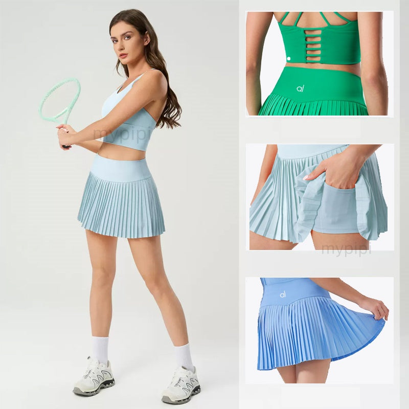 Yoga Skirt Match Point Tennis Skirts set Anti Glare Mini Varsity Skirt Quick Drying Breathable Sport Shorts Weekend Jogging Sweatpants Built Ins wit