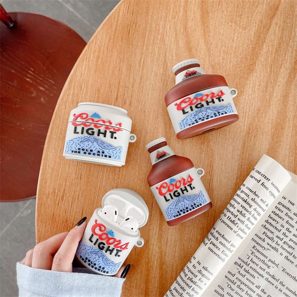 ddmygifts Silver Beer Pro Bluetooth Wireless 1-2-3 Generation Earphone Cover Creative Silicone Soft Case Suitable A