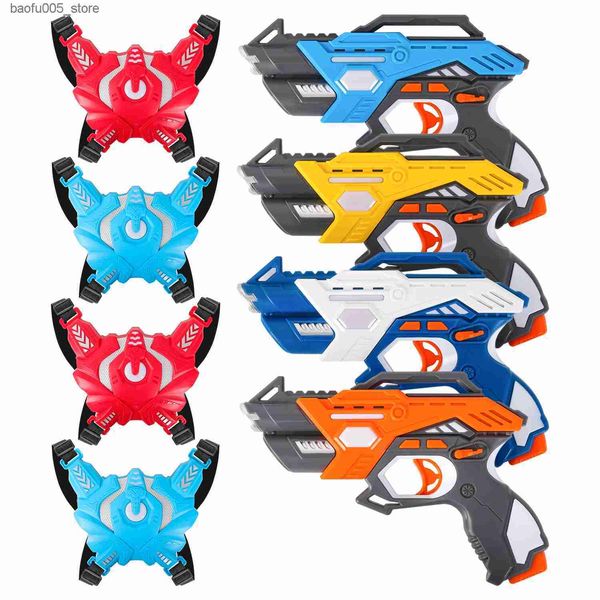 Sand Play Water Fun Laser Tag Gun Set 4 Battle Games Electric Infrared Toy Gun Weapons Childrens Laser Gun Boys Indoor and Outdoor Sports Q2