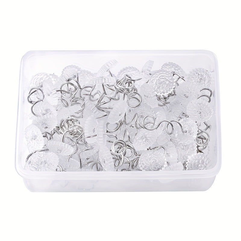 TEMU 50pcs Bed Skirt Pins Twist Pins Upholstery Tacks Headliner Pins Clear Heads For Slipcovers And Bedskirts, Furniture,0.