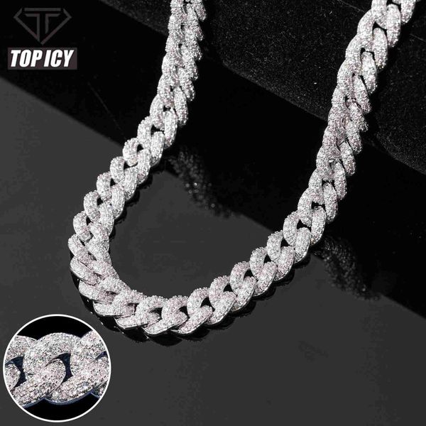 Top Icy 2 Rows Diamond 8mm Iced Out Bubble Cuban Chain Fashion Jewelry Necklace Brass 18k Gold Plated 3a Cz Shiny Women