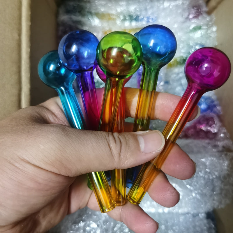 4 Inch 10cm Colorful Pyrex Glass Oil Burner Tube Burning Great tubes Nail tips Hand Pipe Smoking Pipes