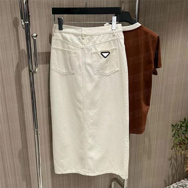Letter Badge Denim Skirts Dress For Women Design Split White Half Dress Classic Summer Jean Skirt Streetwear