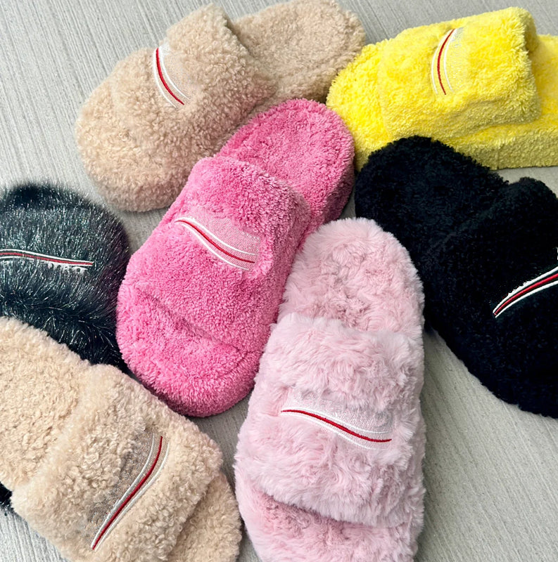 Women&#039;s Designer Slipper classic winter furry Sandals luxury Slipper fur Flat Heel slide fluffy Sliders man shoe house fur sandal sandale comfo
