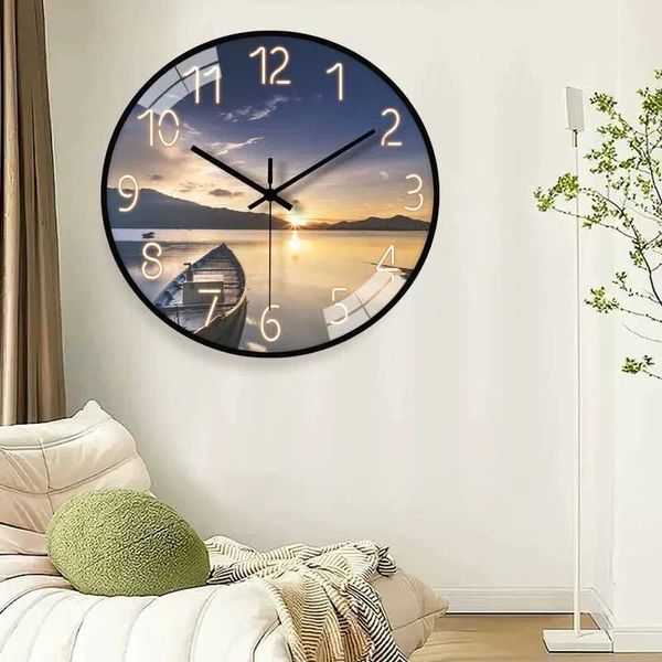 Nordic living room wall clock home quiet fashion clock modern simple light luxury creative personality quartz clock hanging wallXJ241225