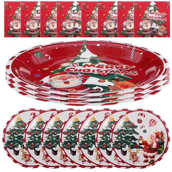 40 Pcs Christmas Tableware Xmas Dessert Plates Flatware Party Kit Disposable Paper Spoon And Fork Set Stainless SteelXJ241209