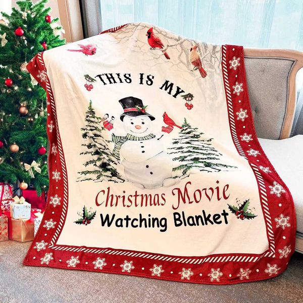 Throw a blanket red Christmas plush warm snowman winter cottage holiday birthday gift blanket X240903