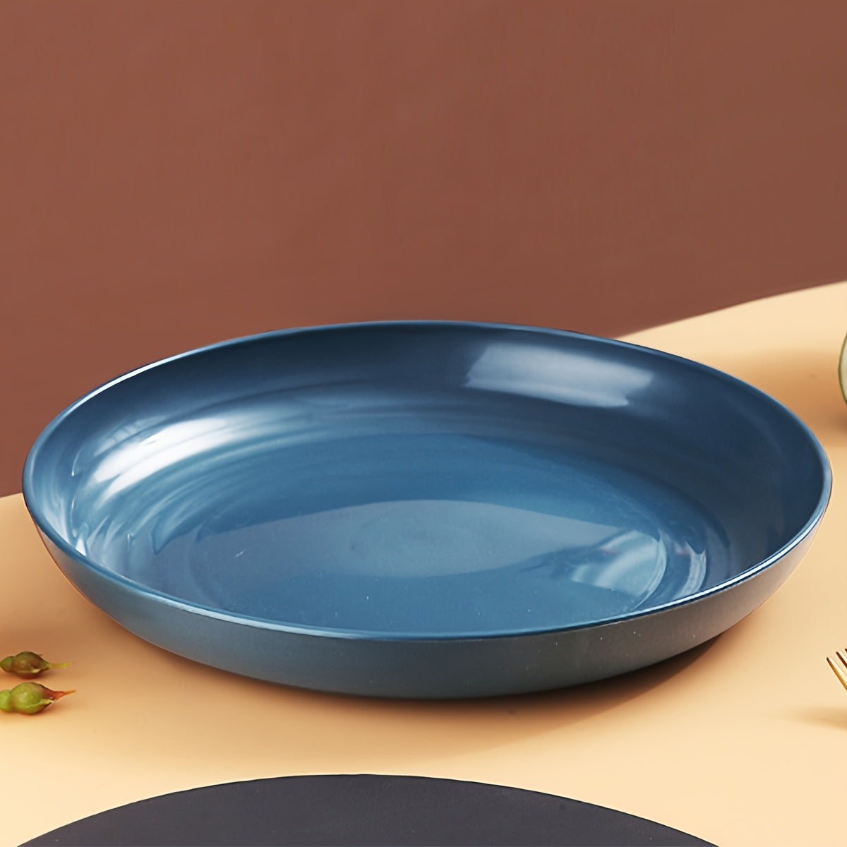 TEMU 2pcs Vibrant Large Deep Round Plates, 9-inch - Durable Pp Dinner & Pasta Serving Platters In Pink, Blue, Yellow, Orange - Ideal For Spaghetti,