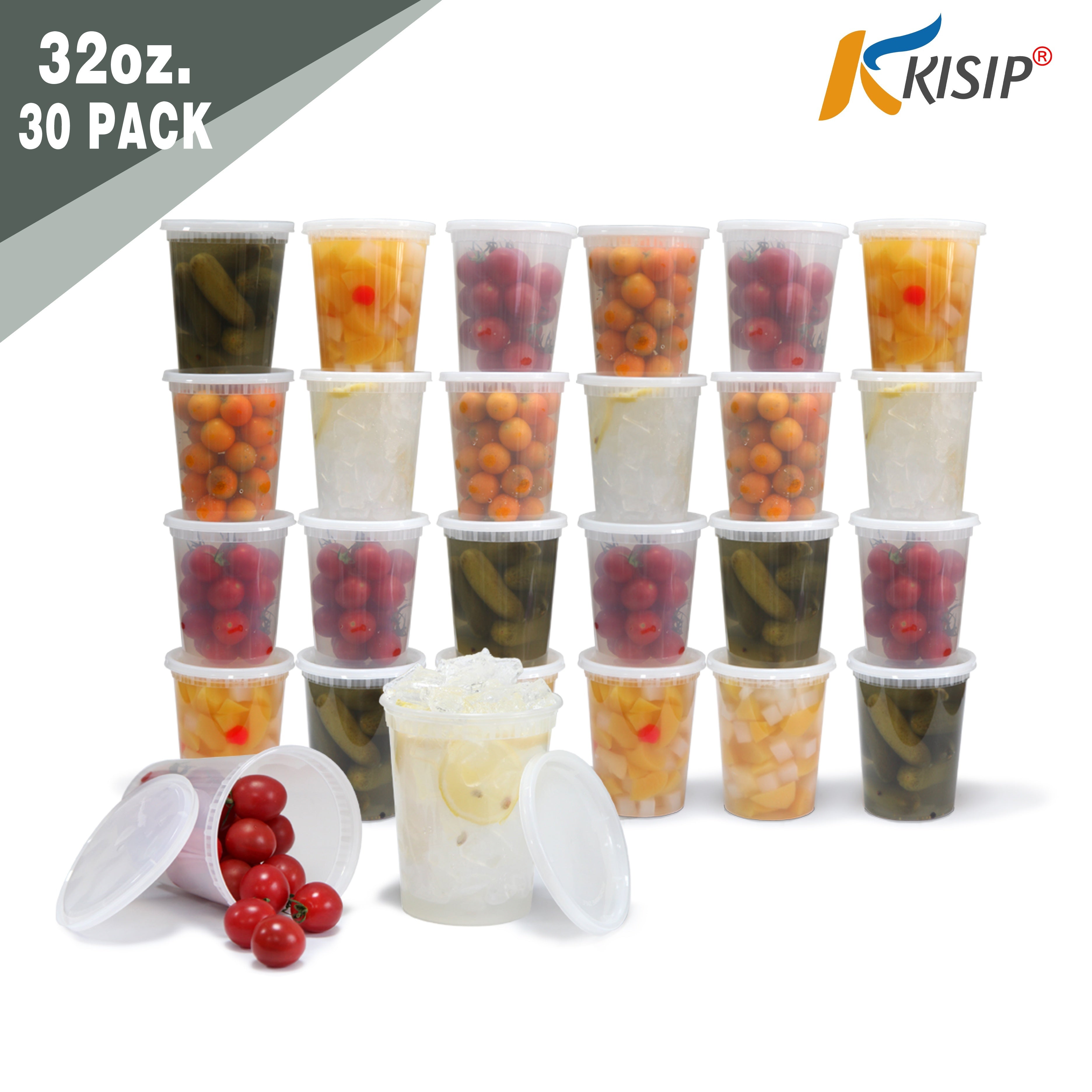 TEMU 30pcs 32oz Heavy-duty Plastic Food Storage Containers With Airtight Lids - Bpa-free, Microwave, Dishwasher & Freezer Safe - Soup, Salad, Holiday