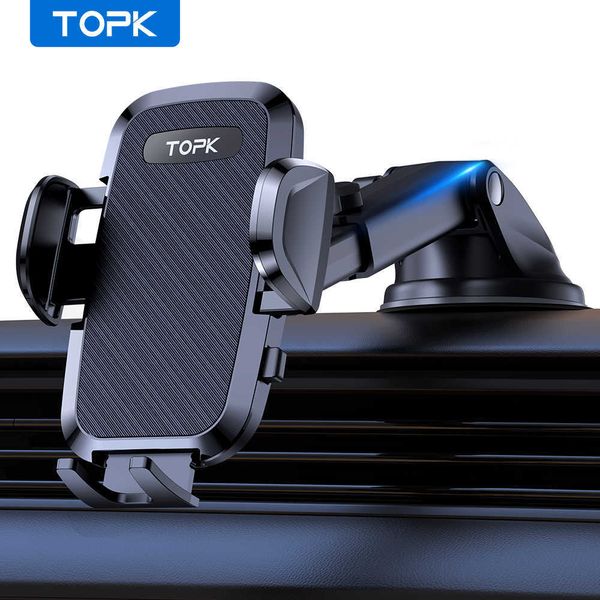 Cell Phone Mounts Holders TOPK Car Phone Holder Mount Cell Phone Mount for Car Dashboard Windscreen for Universal Cars 360 Rotatable Mobile