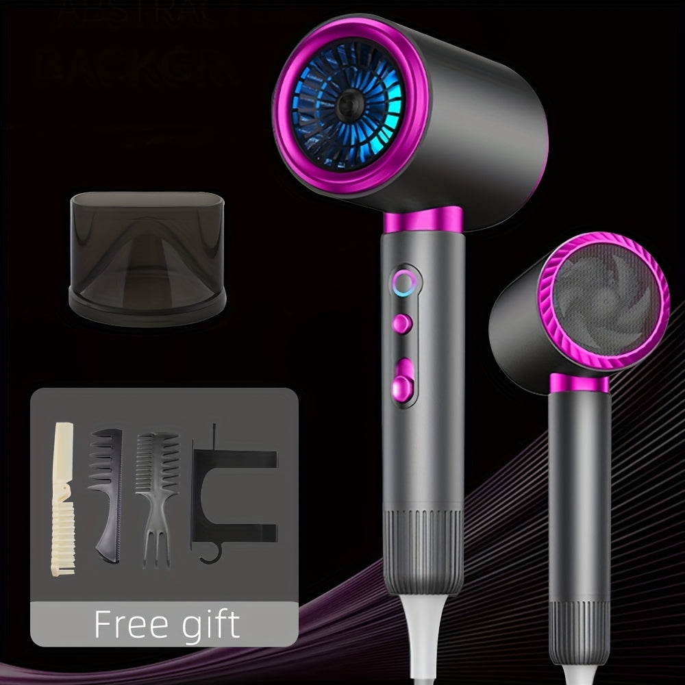 TEMU Powerful 1200w Ion Hair Dryer, High Speed Temperature Gale, 3 Gear Adjustment, Carrying Hot And Cold Wind Switch For Straight And Curly Hair -