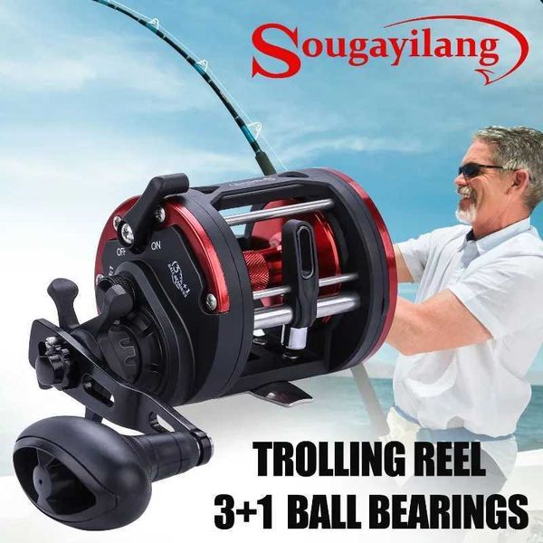 Sougayilang Trolling Fishing Reels Aluminum Alloy Spool Saltwater Drum Fishing Reel 3+1BB 3.8 1 Max Drag 25kg Fishing Tool PescaXJ241209