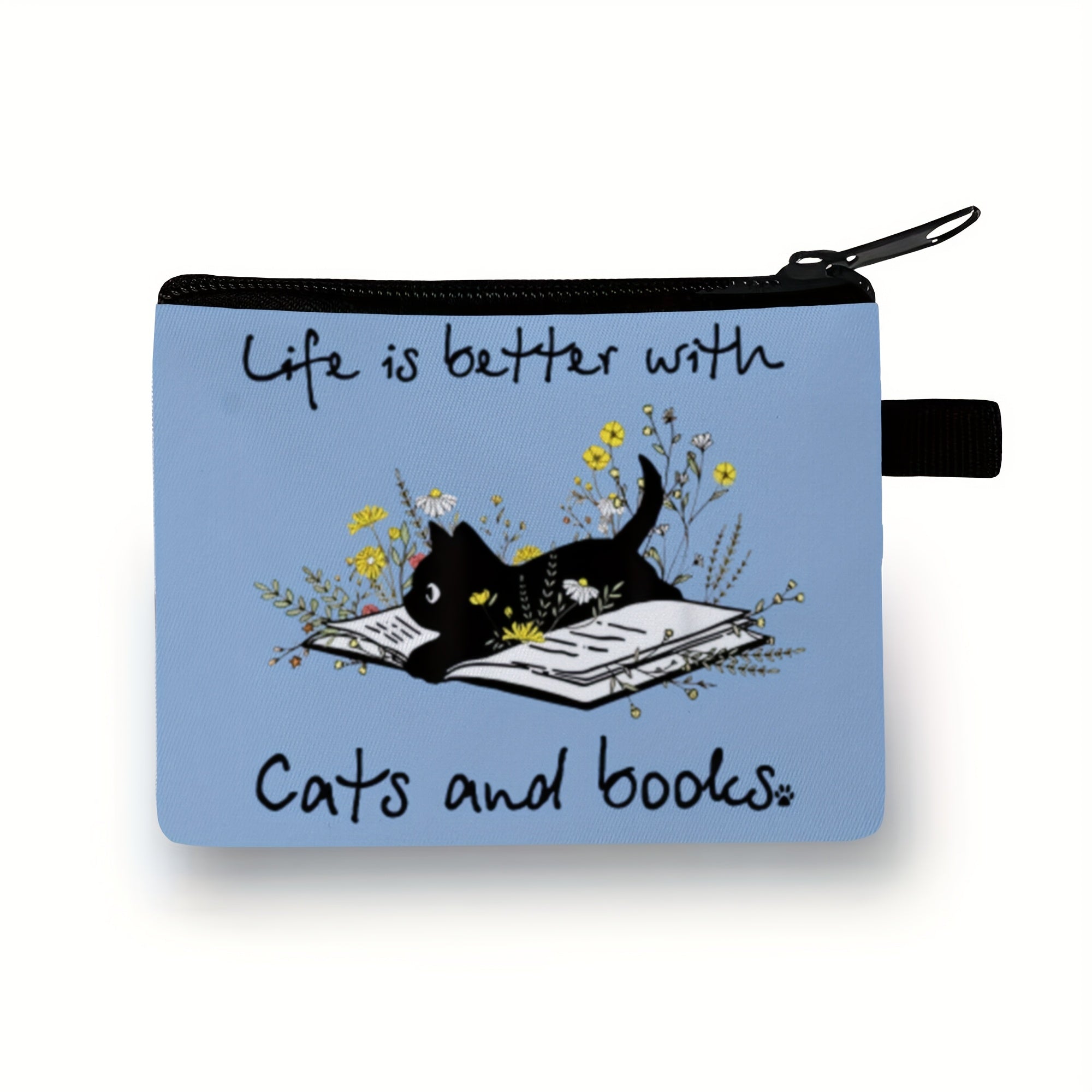 TEMU Lady's Printed Cat Pattern Purse, Lipstick Headphone Coin Pouch