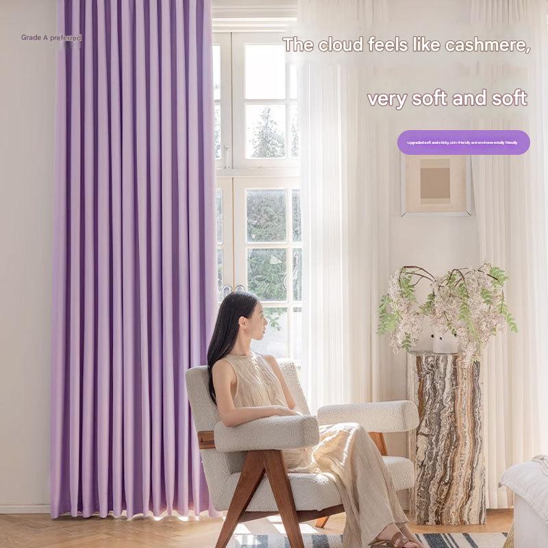 A593 double-sided chenille purple children&#039;s room princess style girl room curtain blackout 2025 new bedroom high-end