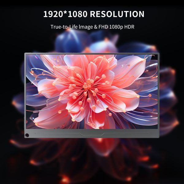 Unew 13.3 inch Super Thin Portable Monitor FHD 1920x1080 Sceond Screen with Magnetic Cover Stand Mini HDMI Type-C for Laptop