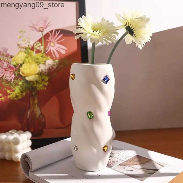 Vases Nordic Ins Style Ceramic Vase Ornaments Living Room Bedroom Art Flower Arrangement Container Home Decoration Accessories J241210