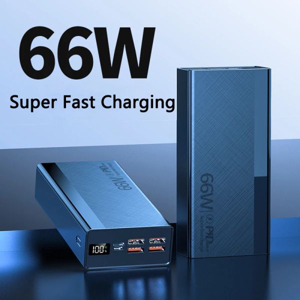 66W Power Bank 50000 mAh Poverbank PD22.5W Fast Charge Portable Mobile Powerbank Four USB Charger Bateria for All Smartphones