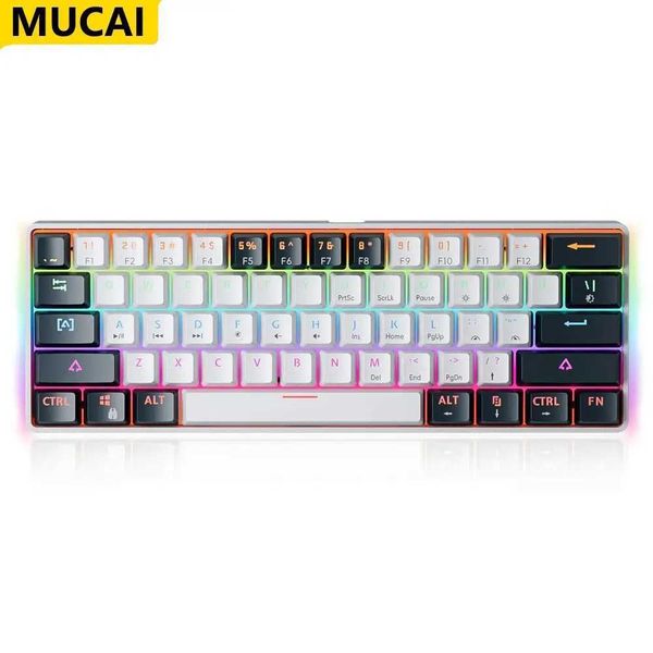 Keyboards MUCAI MK61 USB gaming mechanical keyboard red switch RGB backlight thermal switch 61 key wire detachable cable CL250110