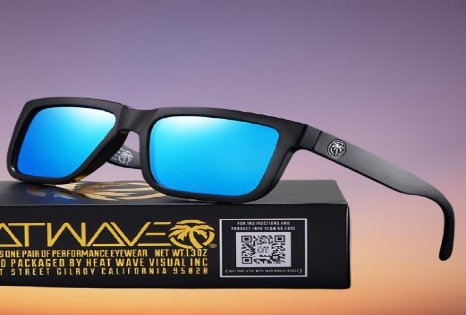NEW luxury BRAND Mirrored Polarized lens heat wave Sunglasses men sport goggle uv400 protection with case8384535