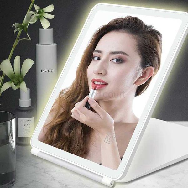 LED Touch Screen Makeup Mirror Intelligent Folding LED Make-up Mirror 180 Degree Rotating Cosmetic Mirror USB Charger StandM240722