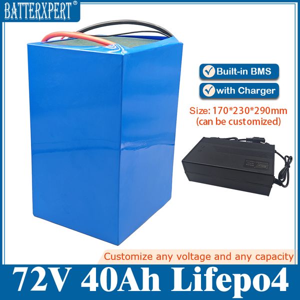 72v 40ah Lifepo4 Battery BMS 24S for 3000w 3500w Demo Go Cart Vehicle Bike Scooter Forklift Motorcycle + 5A Charger