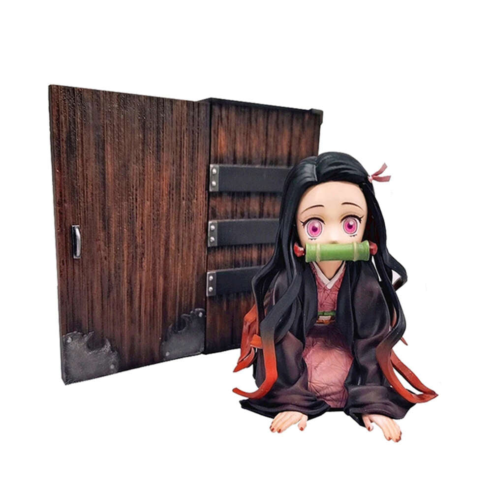 Mascot Costumes 9cm Anime Figure Demon Slayer Kamado Nezuko Baby Form Kneeling Pose with Box Model Dolls Toy Gift Collect Boxed Pvc Material