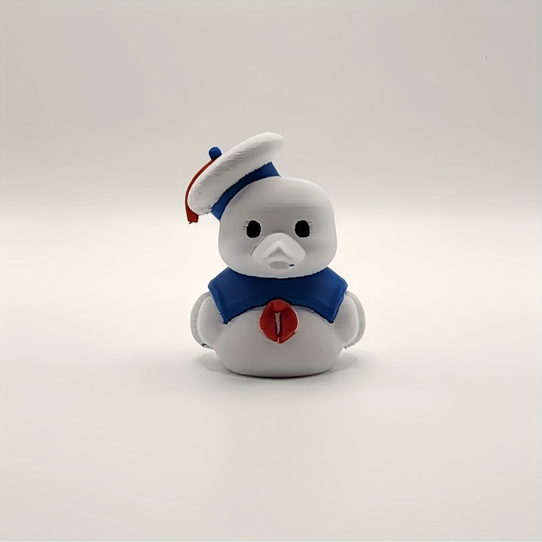 TEMU Marshmallow For Man Duck - Cute Anime Decoration With Chef Hat, Sculpture For Desk, Shelf, Garden - No Batteries Needed, Lightweight Collectible