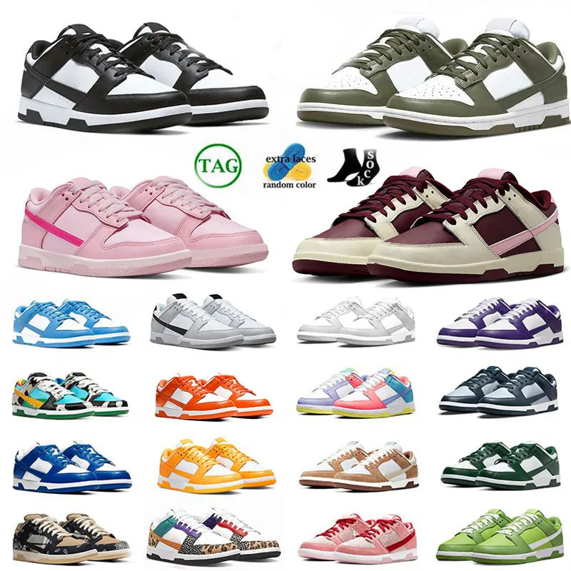 Running Shoes lows Panda Mens Medium Olive Gray Fog Syracuse UNC GAI Safari Mix Bart Simpson Triple Pink Candy Women Sneakers size 36-47
