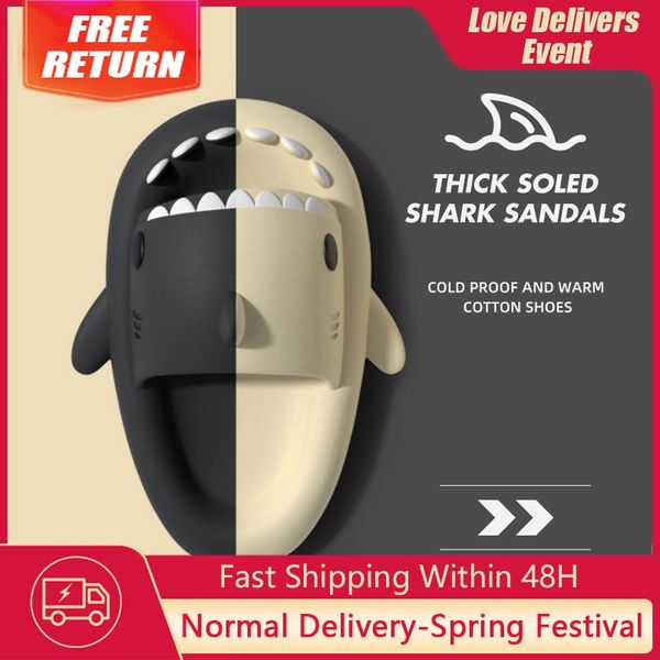 Shark Men&#039;s Slides Beach Flip ps Man Clappers Indoor Bathroom Slippers Summer House Shoes Women Platform Sandals e4cd