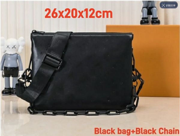 Black Hardware Chain Genuine Leather Designer bag Coussin PM Shoulder Bags Crossbody totes Handbag Purse Wide Removable straps 3 inside comp
