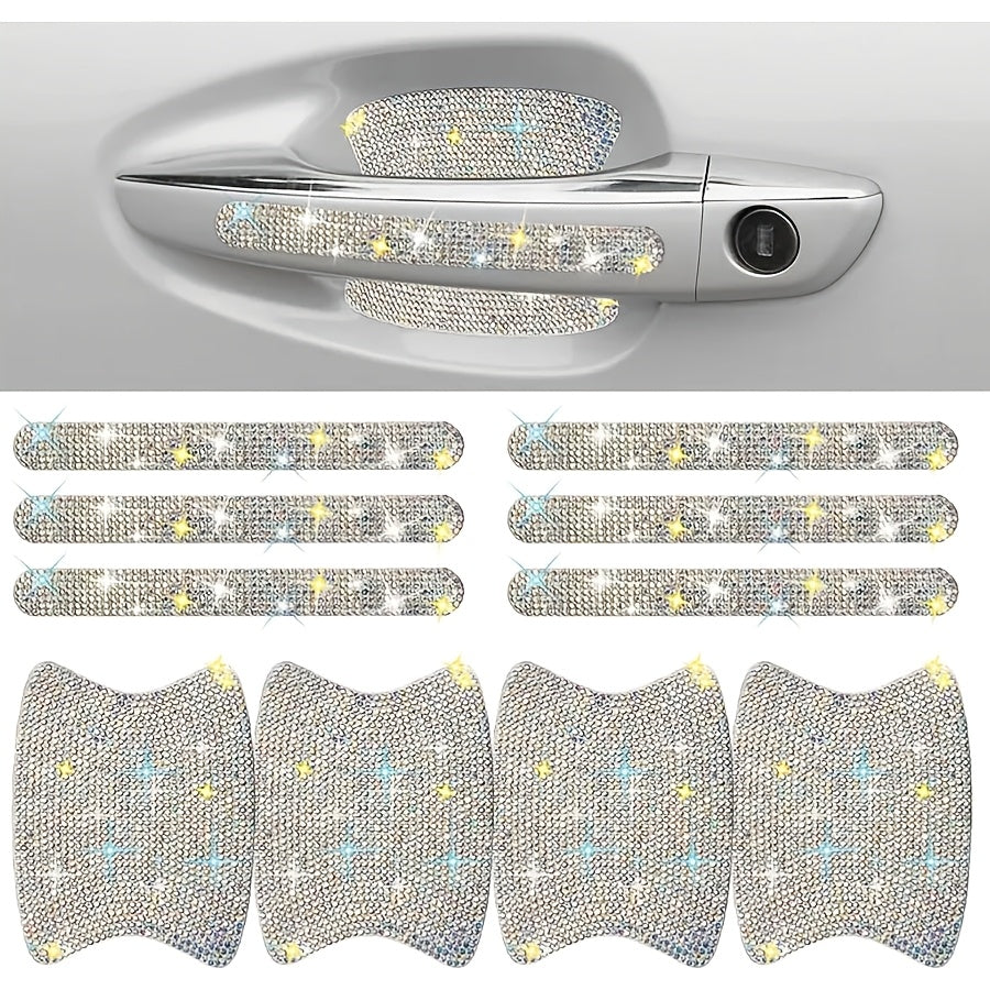 TEMU 8pcs Car Colorful Diamond Anti-collision Stickers Enhance Vehicle , Vehicle Beauty Upgrade | Car Decoration | Flexible Decals, Car Protection