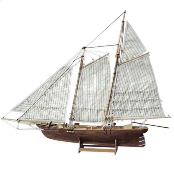 1 120 DIY Wooden Assembly Sailing Ship Model Classic Sailing Boat Puzzle Toys 241230