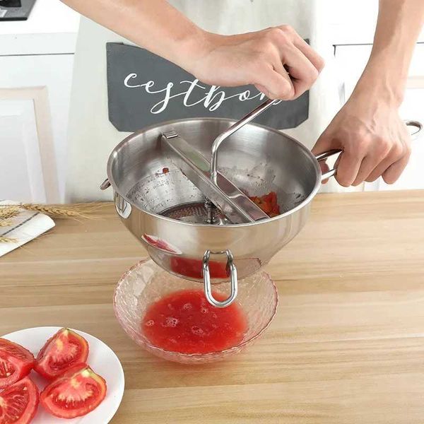 Fruit Vegetable Tools Stainless Steel Potato Masher Multifunctional Jams Mill with 3 Milg Discs Durable Manual Food Grinder Kitchen Accessor