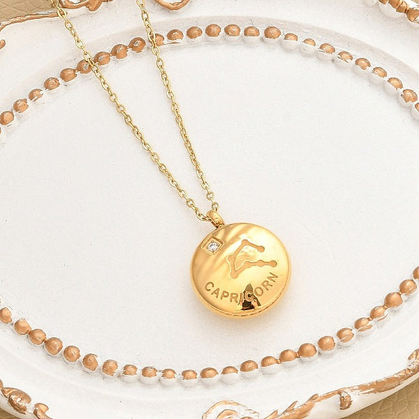 Collares colgantes de constelación de circonita cúbica transparente de acero inoxidable 304