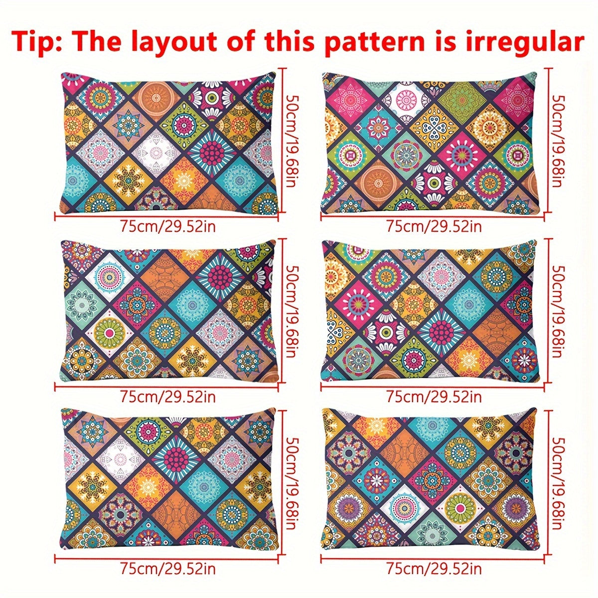 TEMU Bohemian Pattern Printed Brushed Pillowcase, 1pc Modern , Soft Bedding Cover With Pocket Closure, Polyester, 80-85gsm Fabric, Quilted, Machine