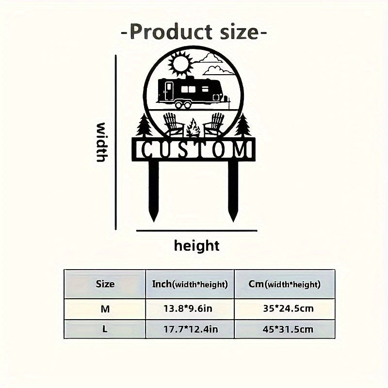 TEMU 1pc Personalized Metal Camper Trailer Sign - Custom Family Name, Classic Vintage , Weatherproof Outdoor Wall Decor For Camping, Lawn & Patio -