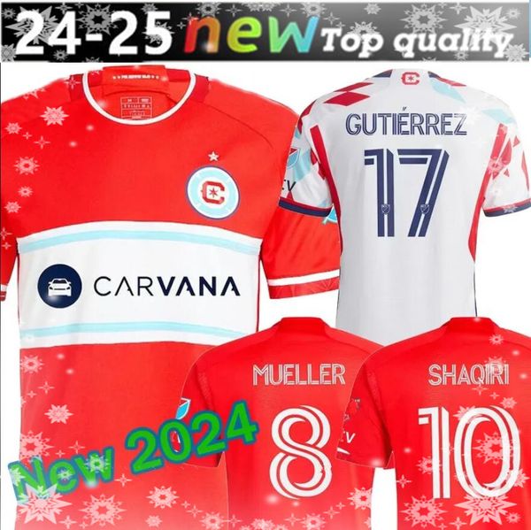24 25 CHICAGO WHITE fire soccer jerseys away SHAQIRI 10 J.TORRES 7 MUELLER 8 GUTIERREZ 40 24 25 football shirts top 2025 fan man FANS player