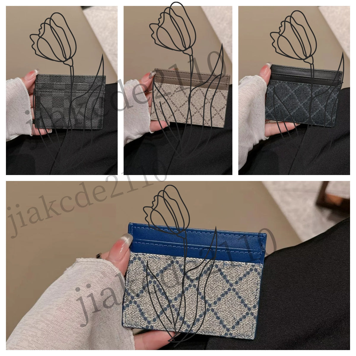 Men women card holders Lady Card package coin purse Canvas Leather soft leather mini wallet credit card wallets Fashion designer purse Gift card Wit