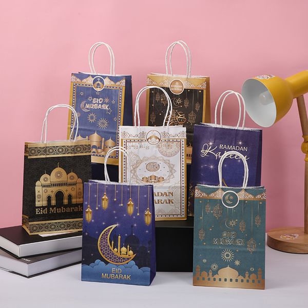 Gift Wrap 4Pcs Eid Mubarak Bags Ramadan Kareem Decoration Candy Packaging Pouch Islamic Muslim Party Decor Supplies 230522