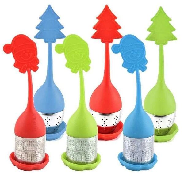 Multi-function Santa Tea Infuser Stainless Steel Christmas Tree Silicone Strainer Leaf Coffee Season Filter