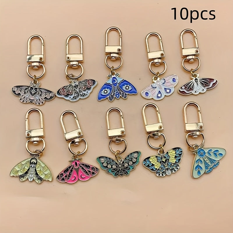 TEMU 10pcs Alloy Enamel Keychain Set - Key For Car , Backpacks, And Wallets
